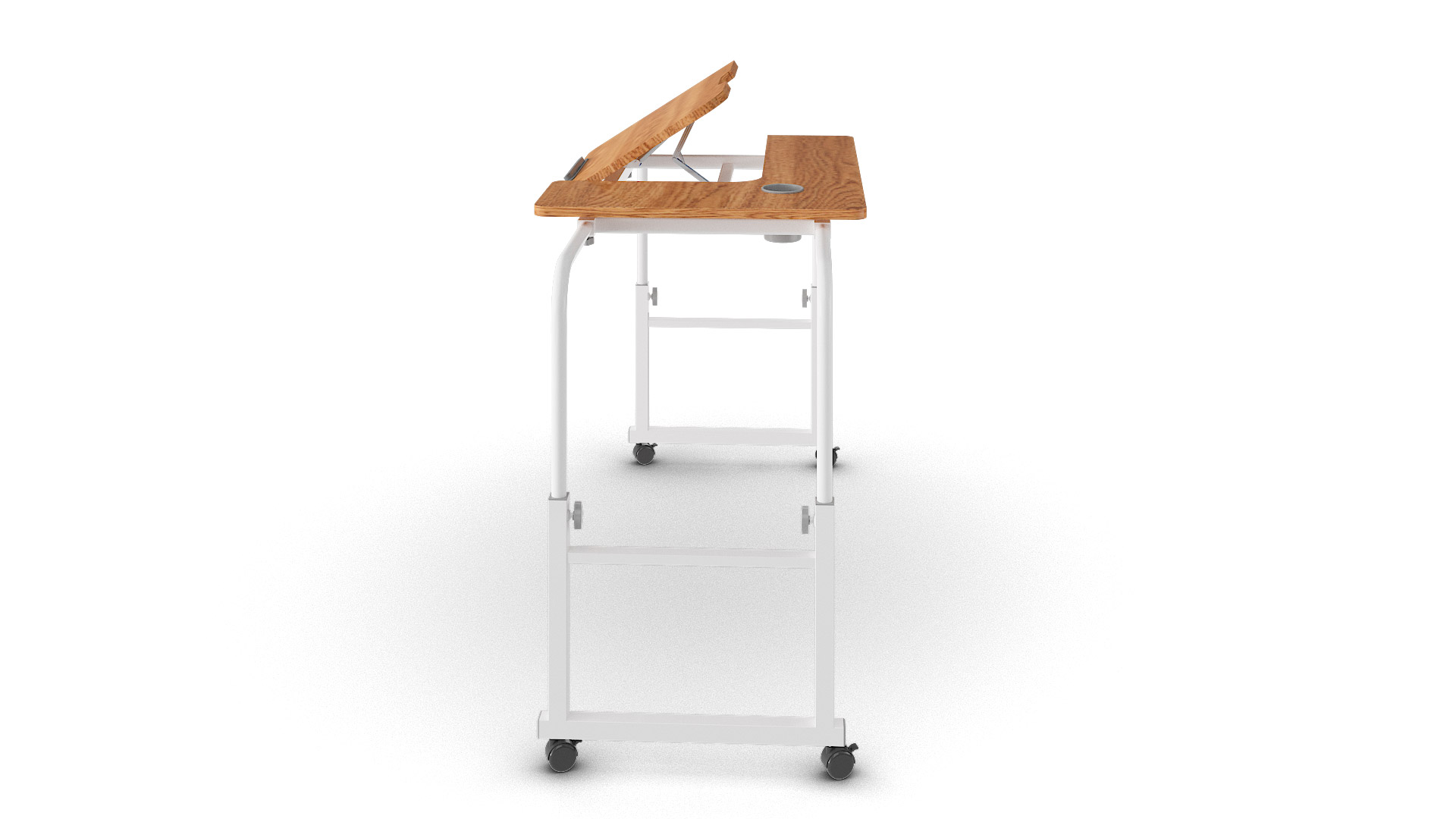 Height and Width Adjustable Mobile Computer Table (600x800mm/23.6