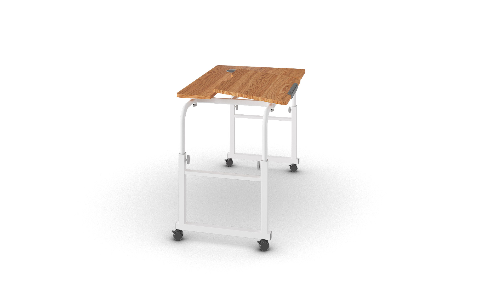 Height and Width Adjustable Mobile Computer Table (600x800mm/23.6