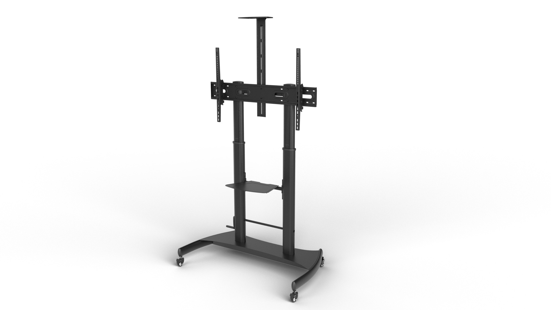 Large Screen Telescopic Height-Adjustable Steel TV Cart with Crank